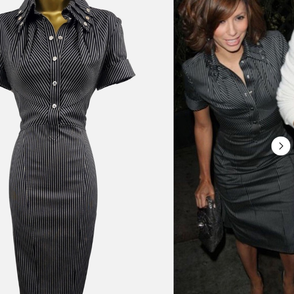 Karen Millen Black and White Pinstripe Midi Dress